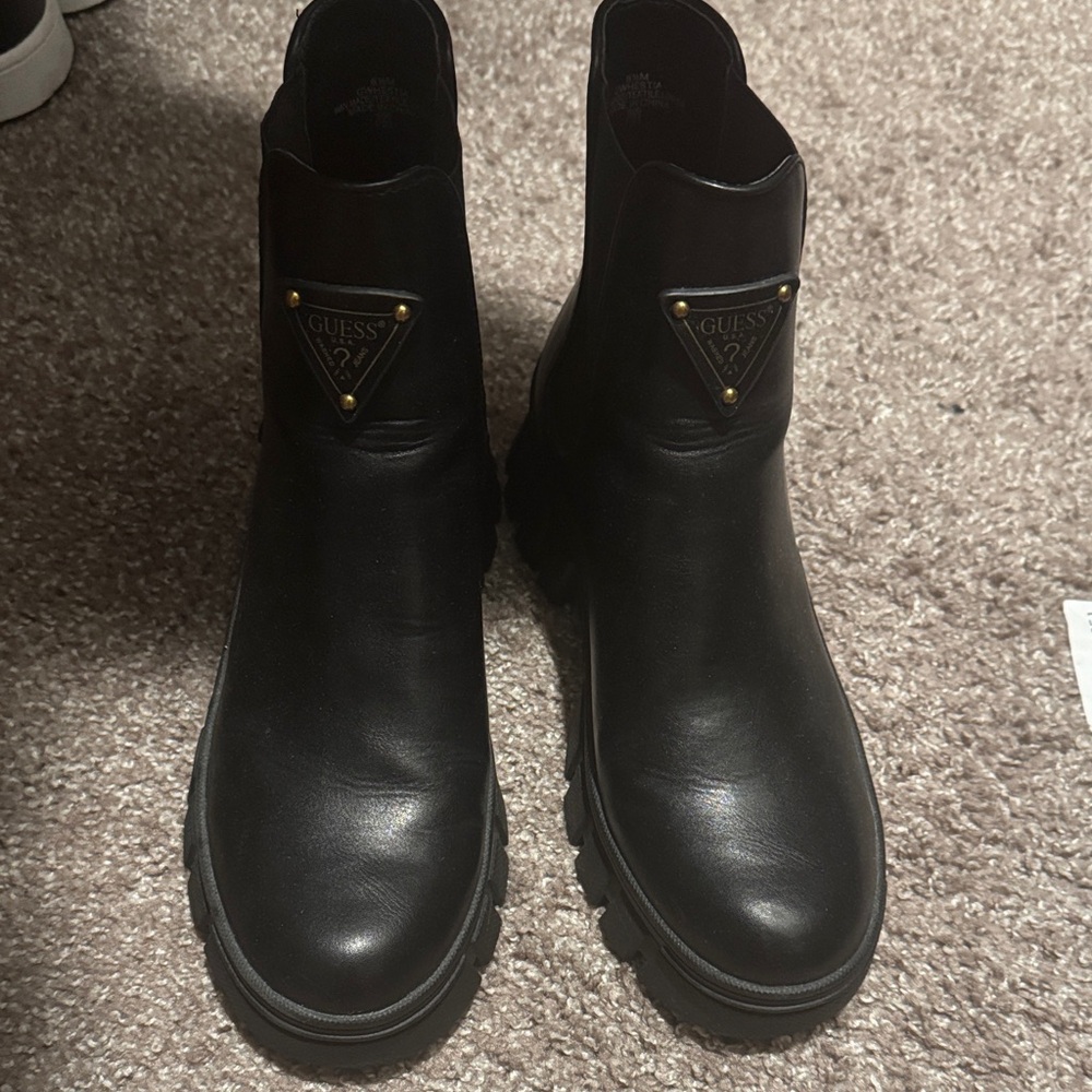 GUESS Men's Black Leather Boots